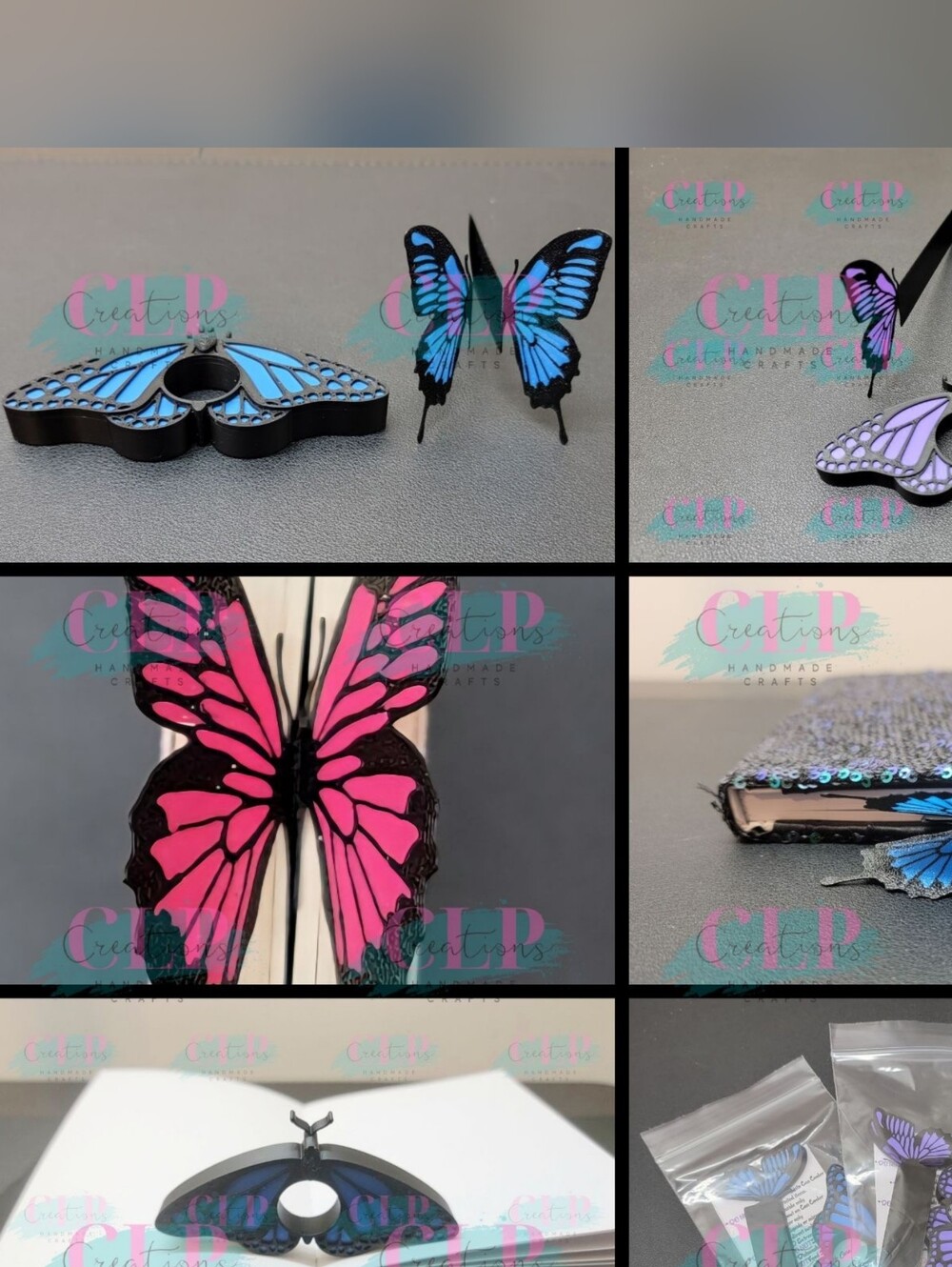 Blue Silk And Black Butterfly Bookmark And Page Holder/Spreader Sets!